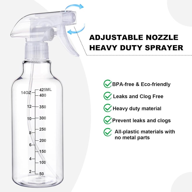 Hethyo Plastic Spray Bottle 16.9oz Empty Spray Bottles Refillable Container Trigger Sprayer for Cleaning Solutions, Water, Plants, Pet, Essential Oils, Hair, 2 Pack (Clear-scale) - Image 2